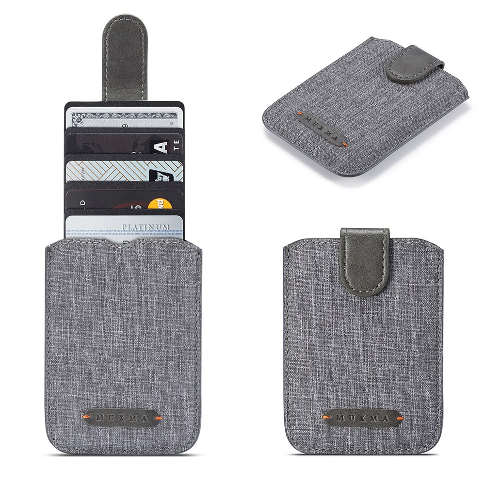 Canvas Leather Wallet Card Back Sticker For iPhone XS 6 6s 7 8 Plus 11 Pro Max Credit Card Slot For Samsung Note 10 Plus Xiaomi: Grey