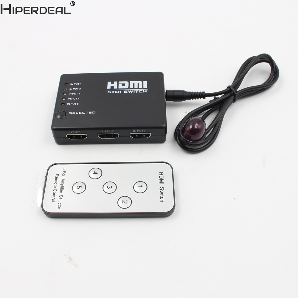 Hiperdeal 5 Port 1080P Video Hdmi Switch Switcher Splitter Voor Hdtv Dvd PS3 + Ir-afstandsbediening