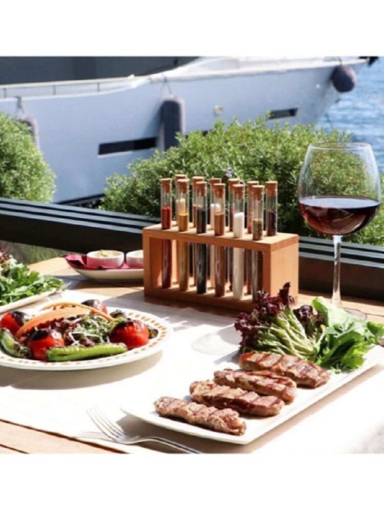 SPICE SET 13 PIECES - WOODEN STAND TUBE - FROM TURKEY