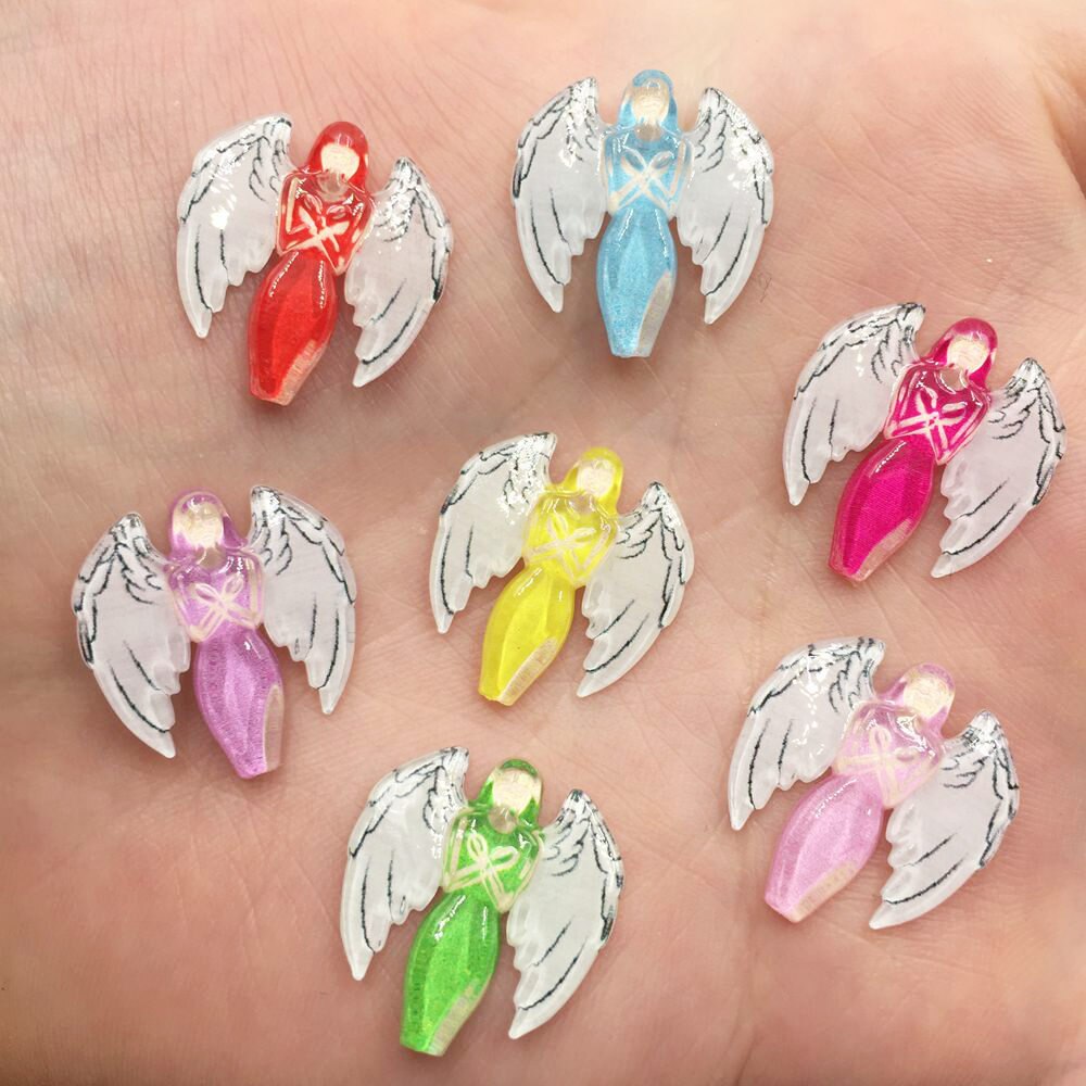 30 stuks mix resin Mooie Kleurrijke angel Flat terug rhinestone applicaties DIY Bruiloft plakboek craft SF517