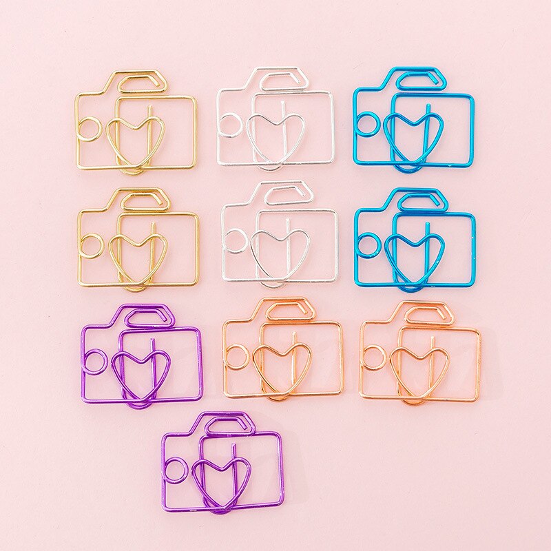 10Pcs Hollow Envelope Diamond Shape Paper Clips Set Cute Stationery Metal Clear Binder Clips Photo Tickets Notes Letter: 10