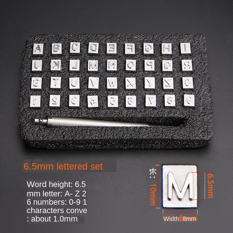 Sello de cuero para manualidades, herramienta de grabado artesanal, Sello de cuero con número del alfabeto de acero, sellos para manualidades, juego de grabado de molde de impresión de Metal, 36 Uds.: 6.5mm