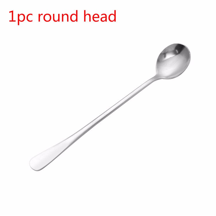 Rvs Lange Koffie Lepels Britse Stijl Dessert Ijscoupe Lepels Voor Cake Snoep Afternoon Thee Snacks Bestek: round head