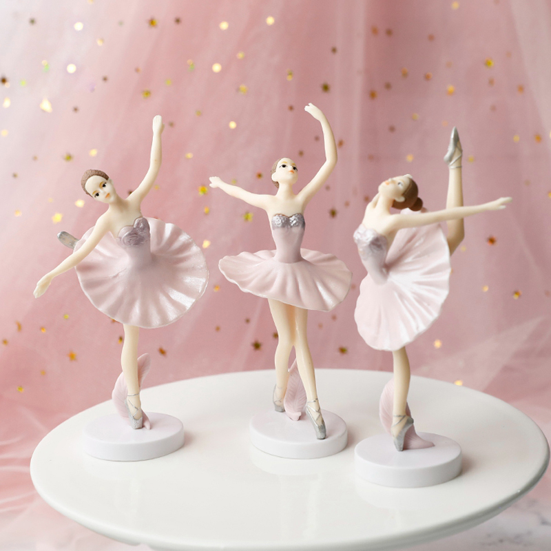 White Pink Ballet Girls Decoration Hook Flower Happy Birthday Cake Topper Wedding Bride for Party Supplies Baking Love: MINT GREEN