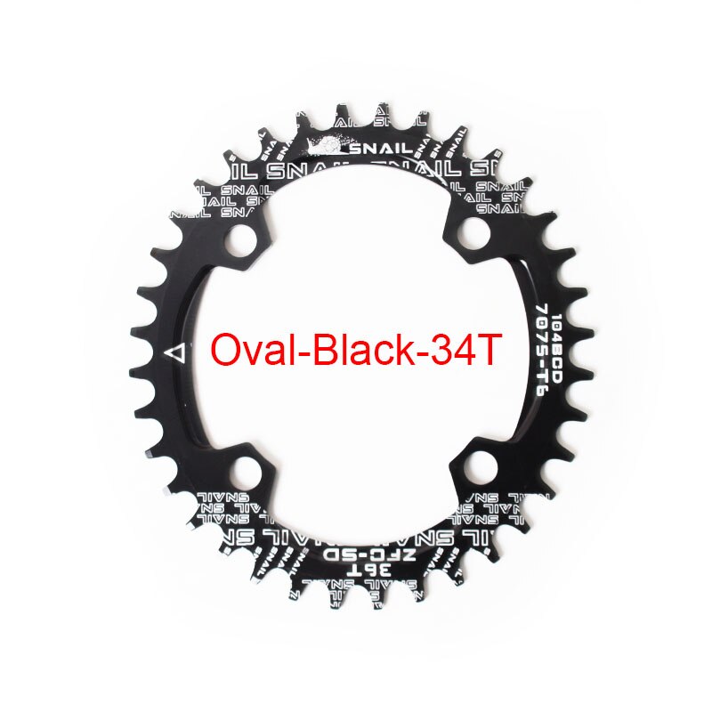 Slak mtb fiets kettingblad 104 bcd smal breed kettingblad 32/34/36/38/40/42t kettingbladen mountainbike voor 8/9/10/11s crankstellen: Ovaal-zwart -34t