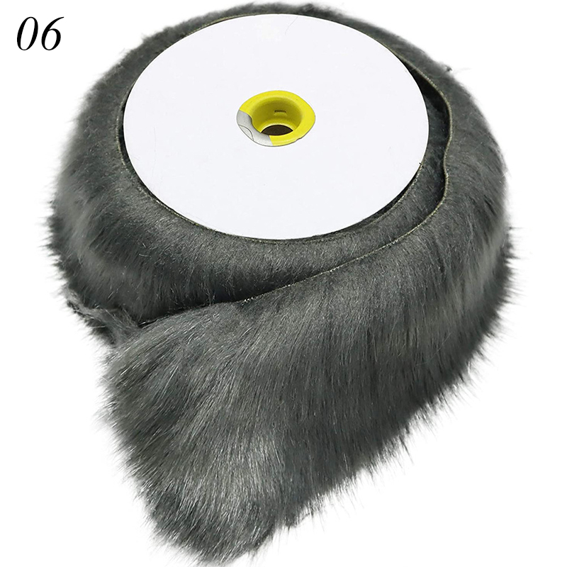 1M Faux Fur Furry Fluffy Trim Diy Accessories Home Decor Sewing Trimming Costume Crafts Luxury Warm Garment Parkas Coat Collar: 06 gray