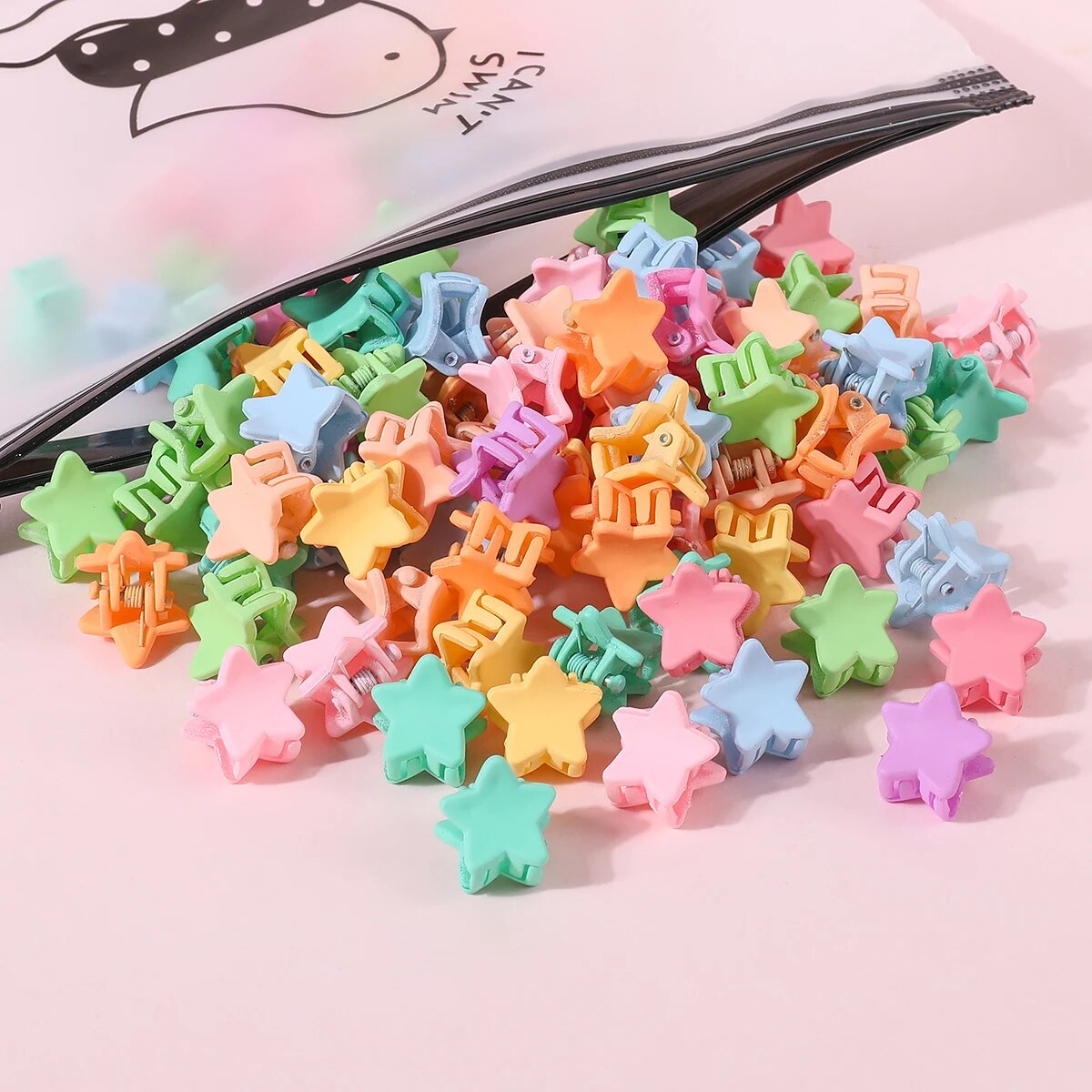 50 Uds. Pinzas para el cabello de dibujos animados bonitos para niñas, pinza pequeña con forma de flor y estrella, pinza para el pelo pequeña, horquilla dulce para niños, accesorios para el cabello de: YELLOW