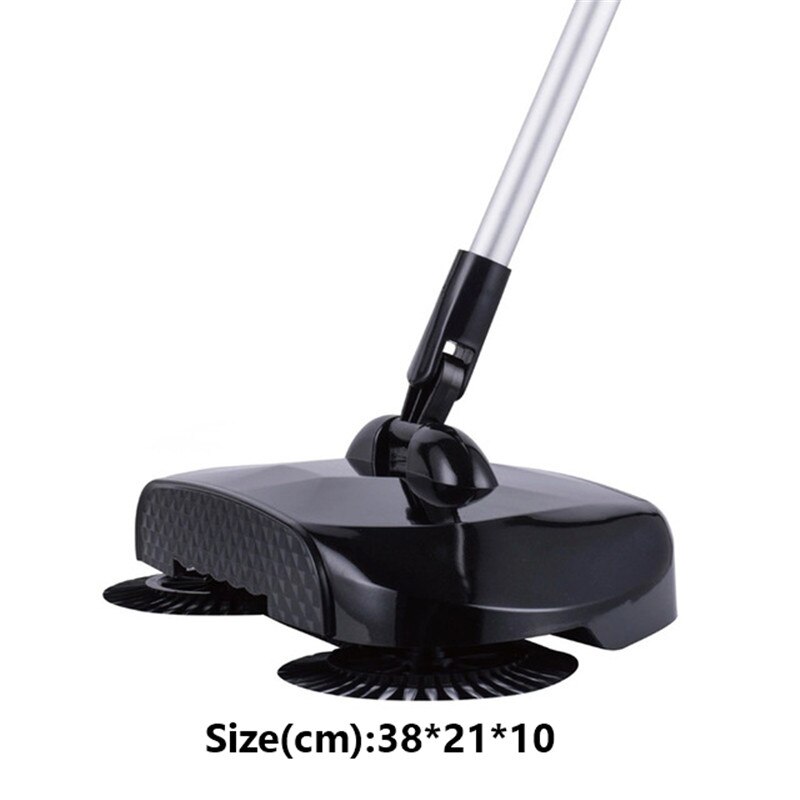 Automatische Veegmachine Machine Hand Push Magische Bezem En Stoffer Set Dweilen Machine Rvs 3 In1 Household Cleaning Tools: Black and dark