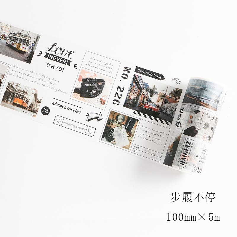 Digital kalender postkort rejser washi tape selvklæbende malertape gør-det-selv scrapbog sticker etiket japansk
