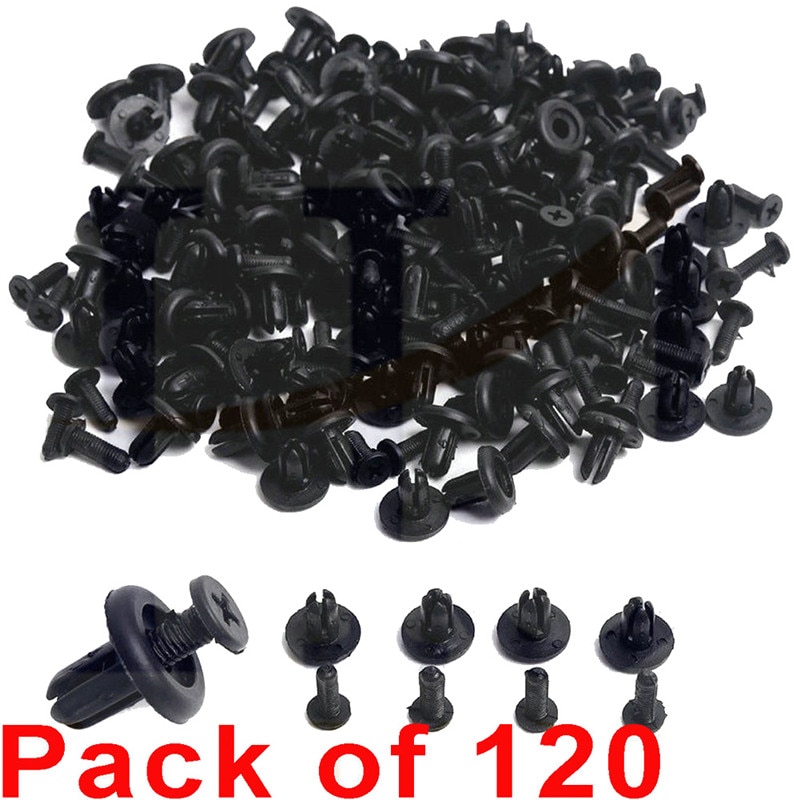 120 stk 8mm bil hul plastnitter befæstigelse fender kofanger push pin clips clip