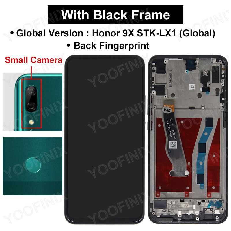 6.59 "pour Huawei Honor 9X LCD STK-LX1 Affichage Écran Tactile Numériseur Pour Huawei HLK-AL10 TL10 Pièces De Rechange: GLO Sma Black Frame