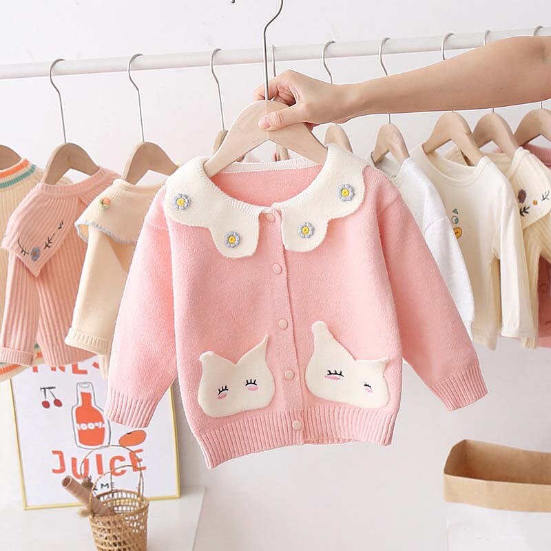 Baby Meisje Kleding Enkele Breasted Vest Baby Meisje Zoete En Leuke Revers Kinderkleding Trui Jas Kleding