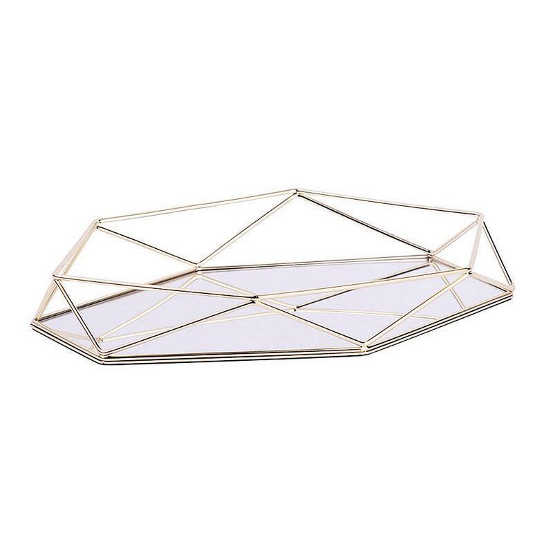 Metall förvaring korg mesh låda vintage kök kontor förvaringsdisk arrangör: Guld-