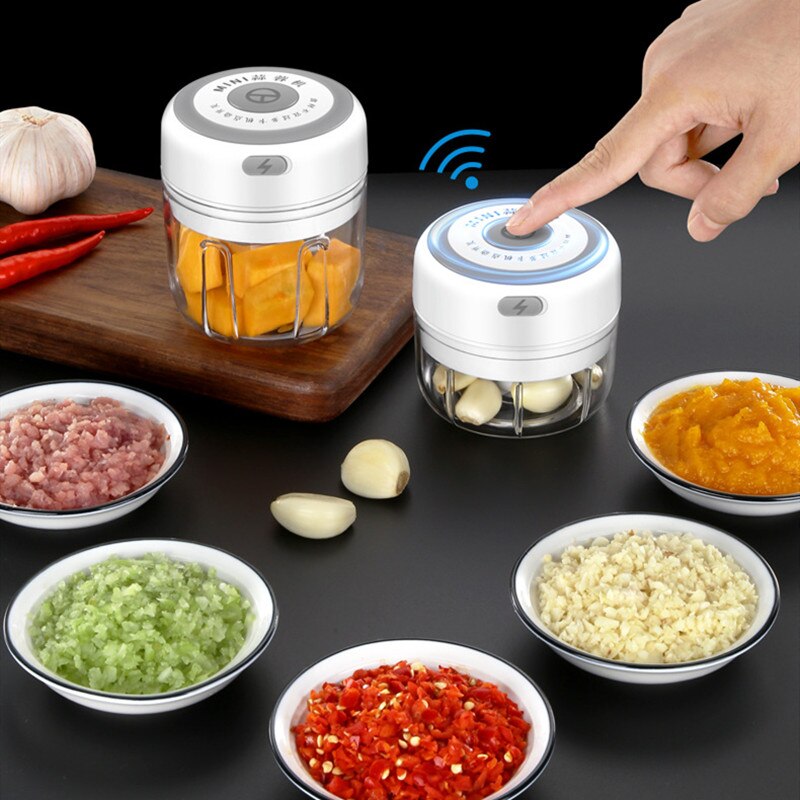 100/250ml trådlös elektrisk vitlöksstöt pressomrörare hackare grönsak kök vitlök ägg potatis kött strimla bärbar mosare