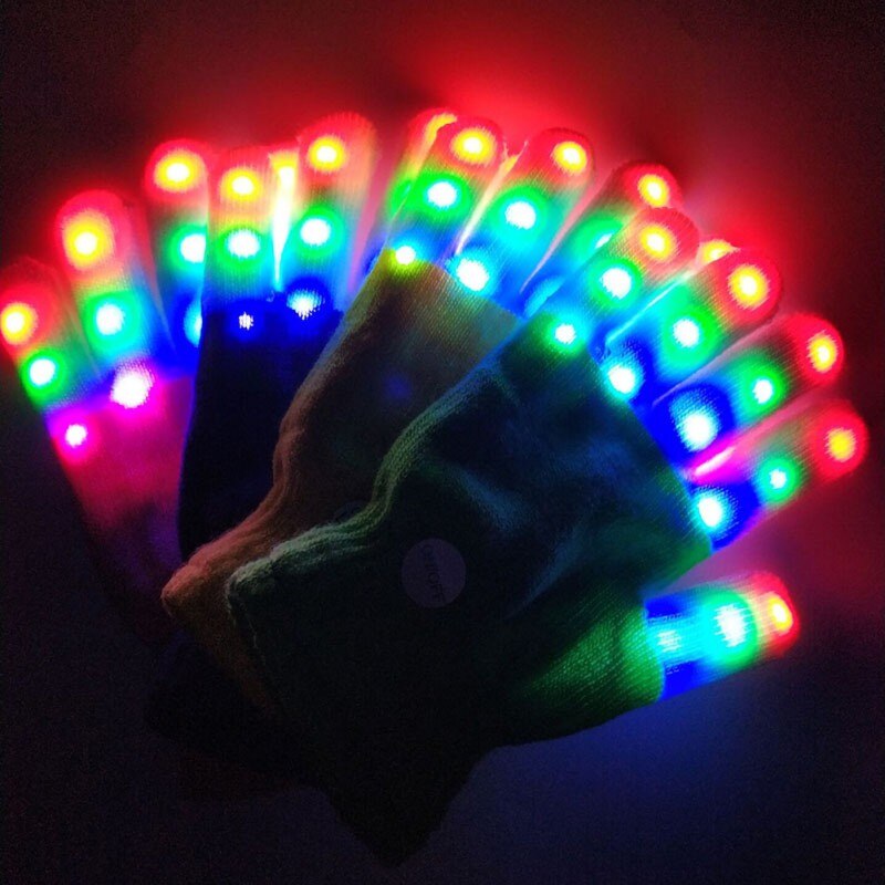 Steampunk Halloween freundlicher LED Handschuhe Warme Handschuhe Halten 7 Licht Modi Finger Licht Frühling Festival Weihnachten Partei Liefert