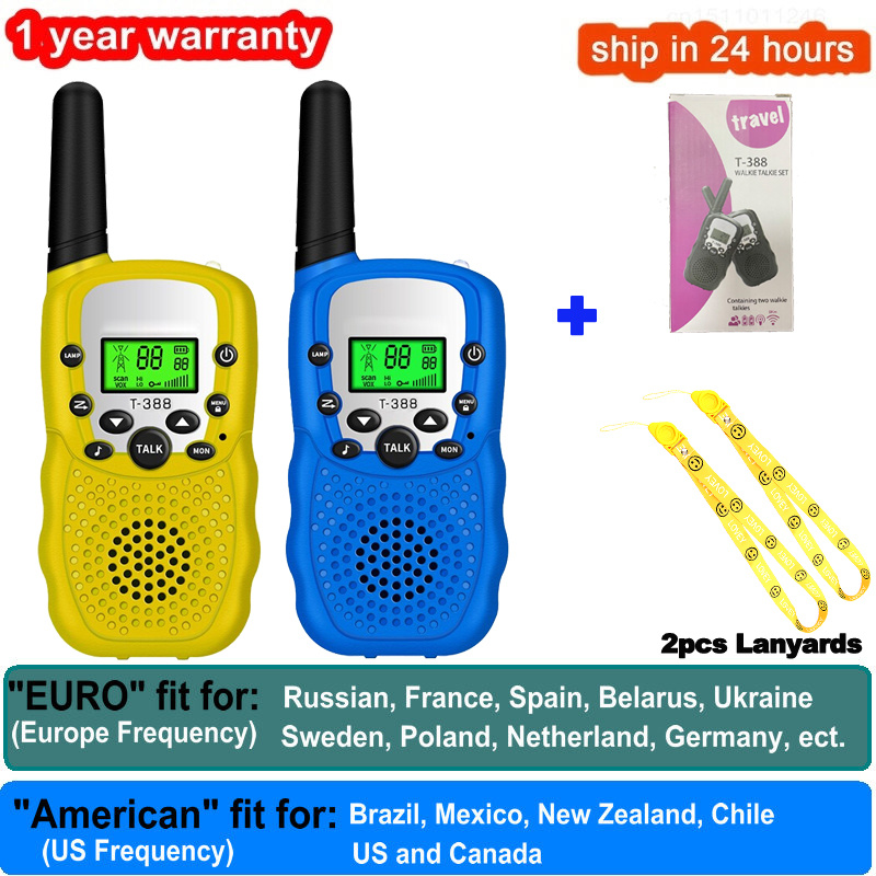 2 pezzi Walkie Talkie bambini Celular giocattoli ricetrasmettitore portatile evidenzia telefono Radio interfono bambini Talkie Walkie regali di compleanno: 1blue 1yellow 2rope