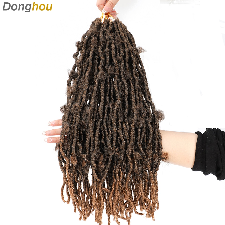 Donghou Ombre Butterfly Locs Crochet Hair Distressed Butterfly Locs Crochet Braids Goddess Pre Looped Long Locs Pre-Twist Braid