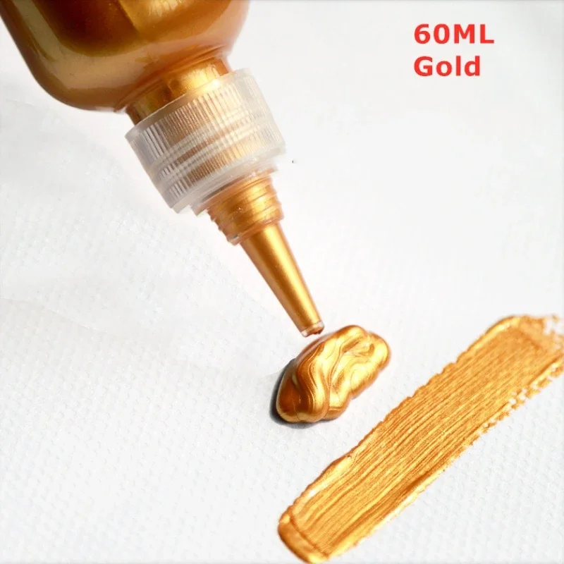 Pintura acrílica 60/300ml Metal oro plata cobre yeso muñeca goteo pegamento gancho pasta hecha a mano pigmentos D IY: Naranja