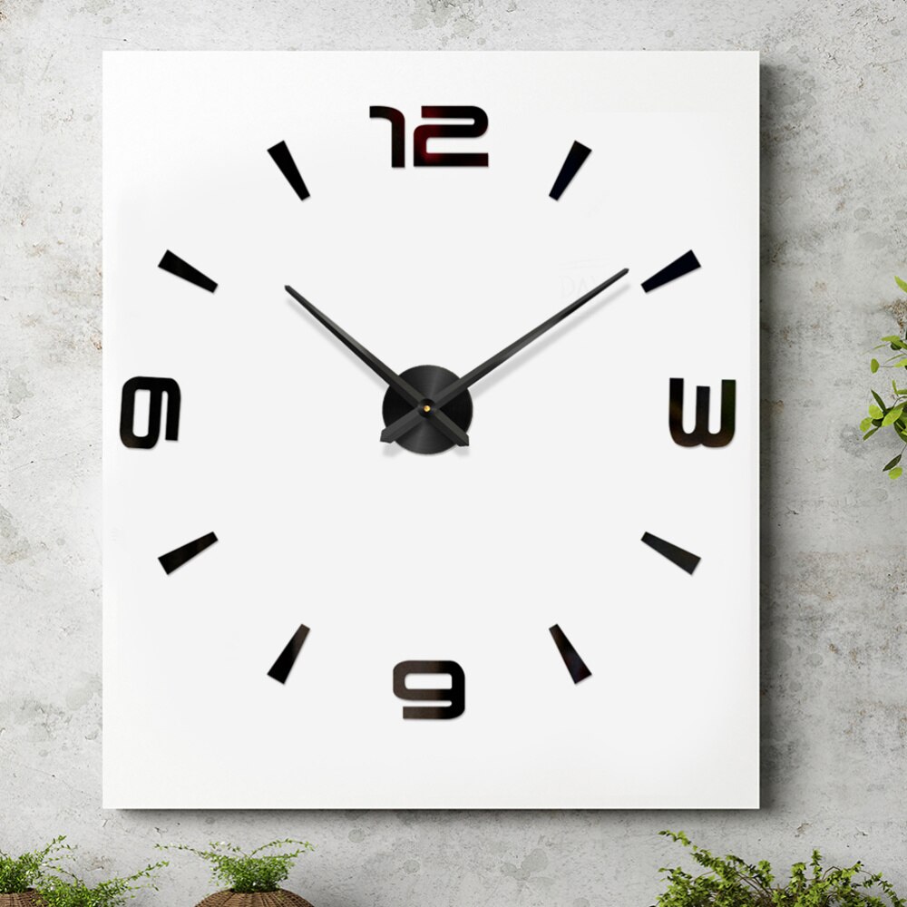 Self-Adhesive Golden DIY Wall Clock Frameless Large Digital Modern Clock Watch Apartment Decorations Room Decor Wall Cloc: Black