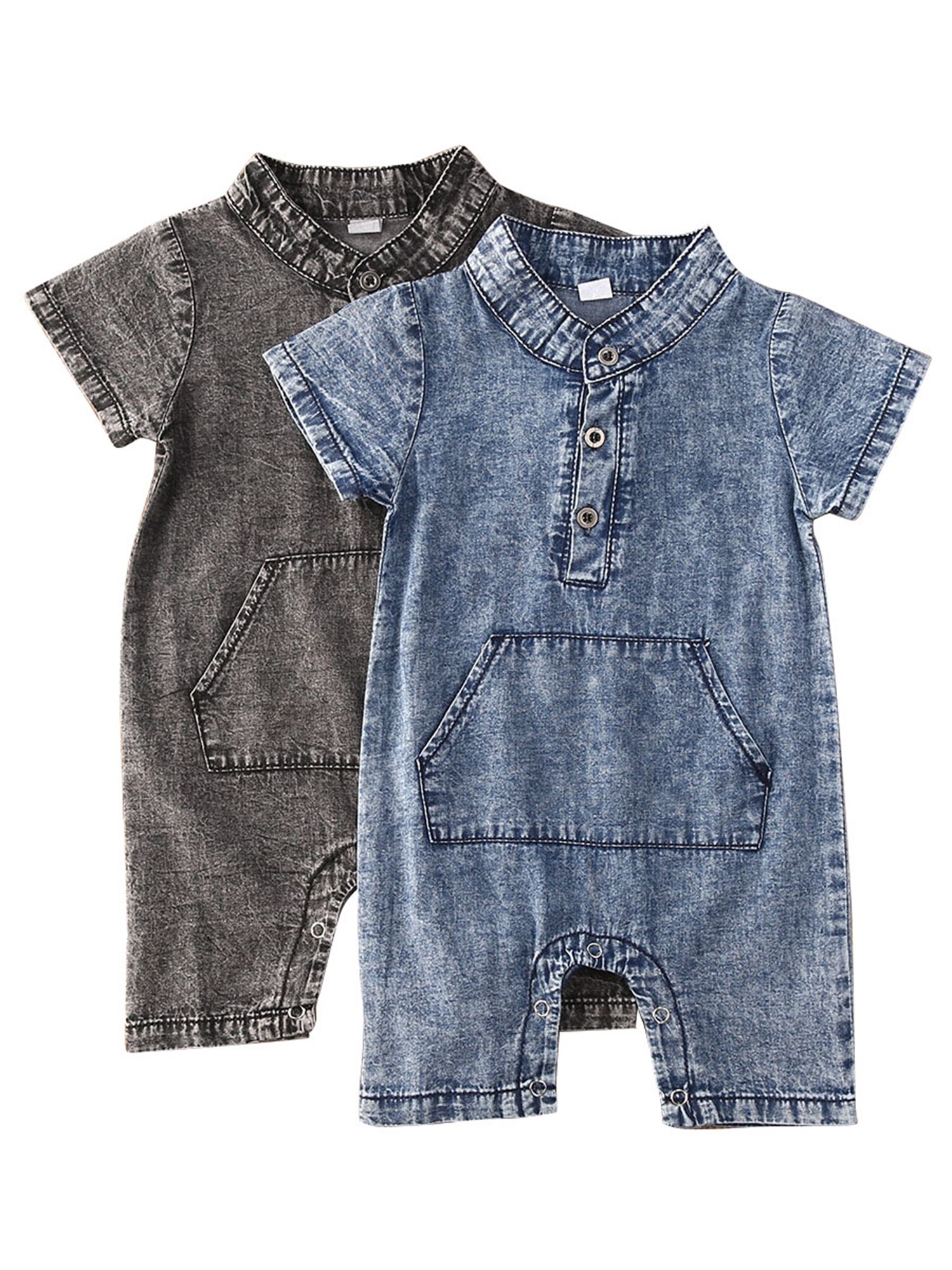 Neue Infant Baby Jungen Denim outfit Shorts Hülsenspielanzug Overall Baumwolle Sommer Kleidung 0-18Months
