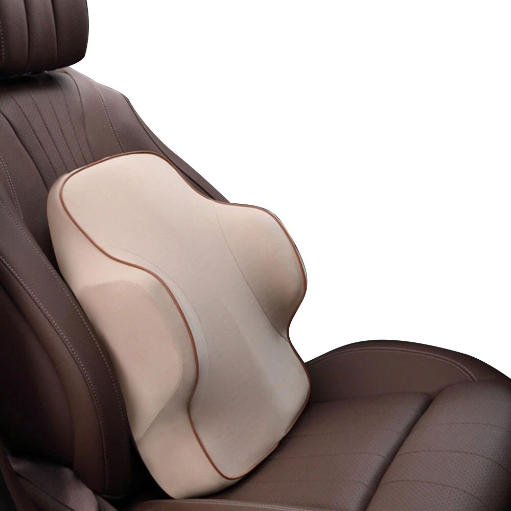 Memory Foam Slow Rebound Lumbar Back Support Cushion Office Relieve Pressure Car Waist Cushion Breathable Backrest Support: Beige