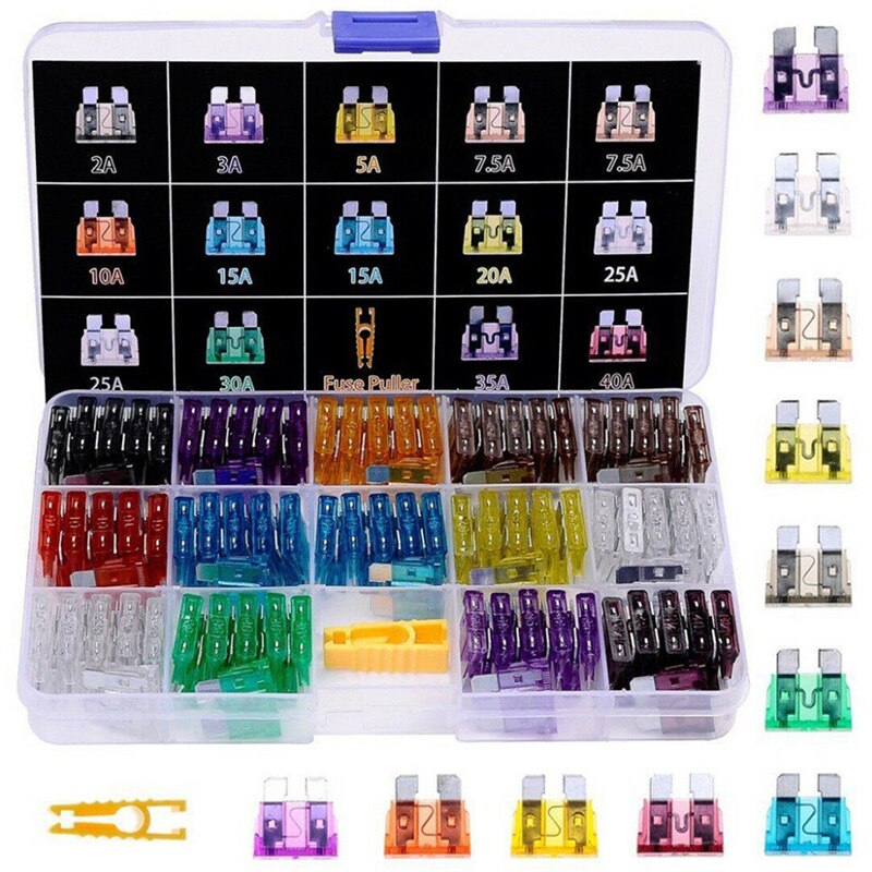140 st/set bladsäkringar hållbara fordonssäkringar sortiment 2-40a bilpluggsäkringar medium bladsäkringsset