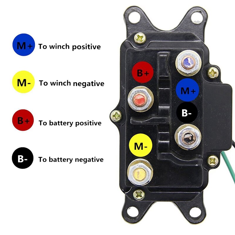 Winch Solenoid 12V 250A Relay Contactor with 6Pcs Protecting Caps Suitable for ATV UTV 4X4 Vehicles