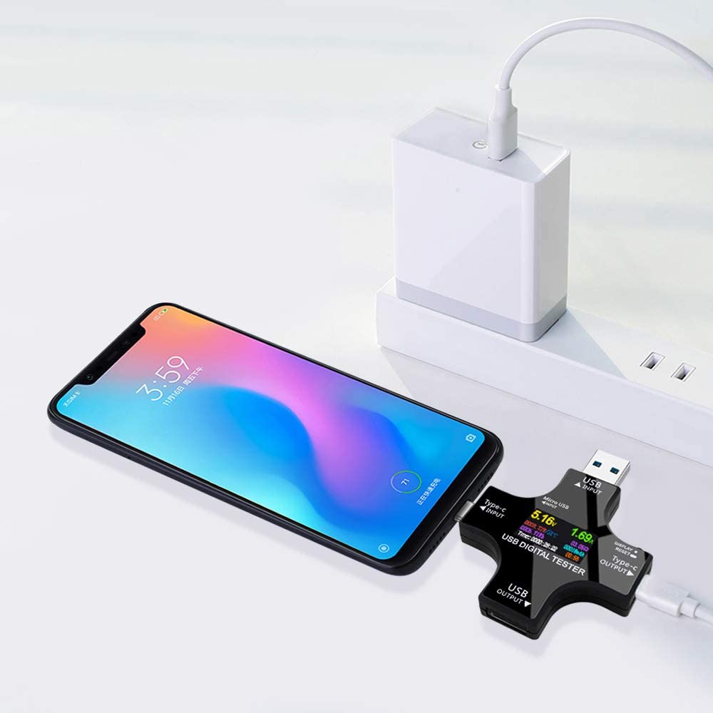 USB power meter tester, Electop upgrade multifunctional 2-in-1C USB tester (with OTG adapter)