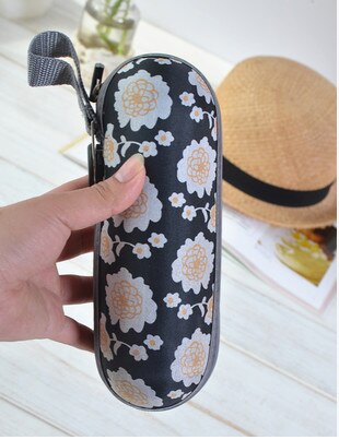 Paraguas ultraligero en caja con protección contra rayos UV para adultos, hombres y mujeres, paraguas plegable de cinco plazas para exterior, duradero,: Black Flowers