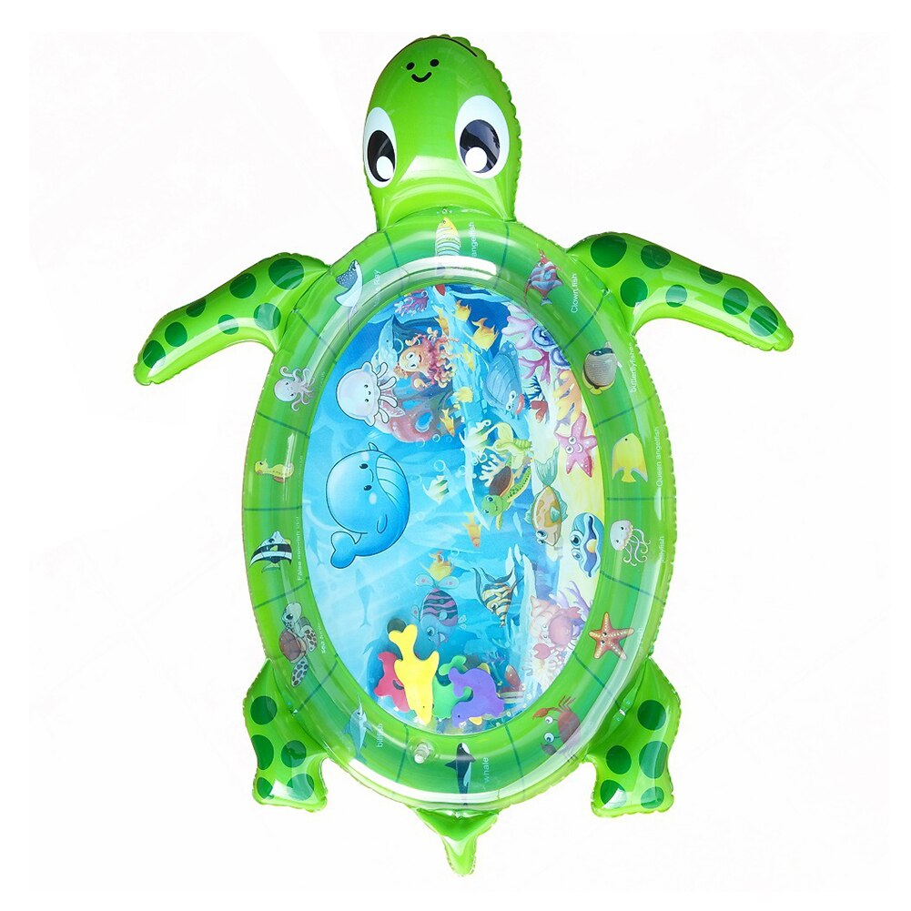 Sea Turtle Toddler Inflatable Ice Water Patted Mat Baby PVC Tummy Time Cushion Activity Center Playmat Pad: Green