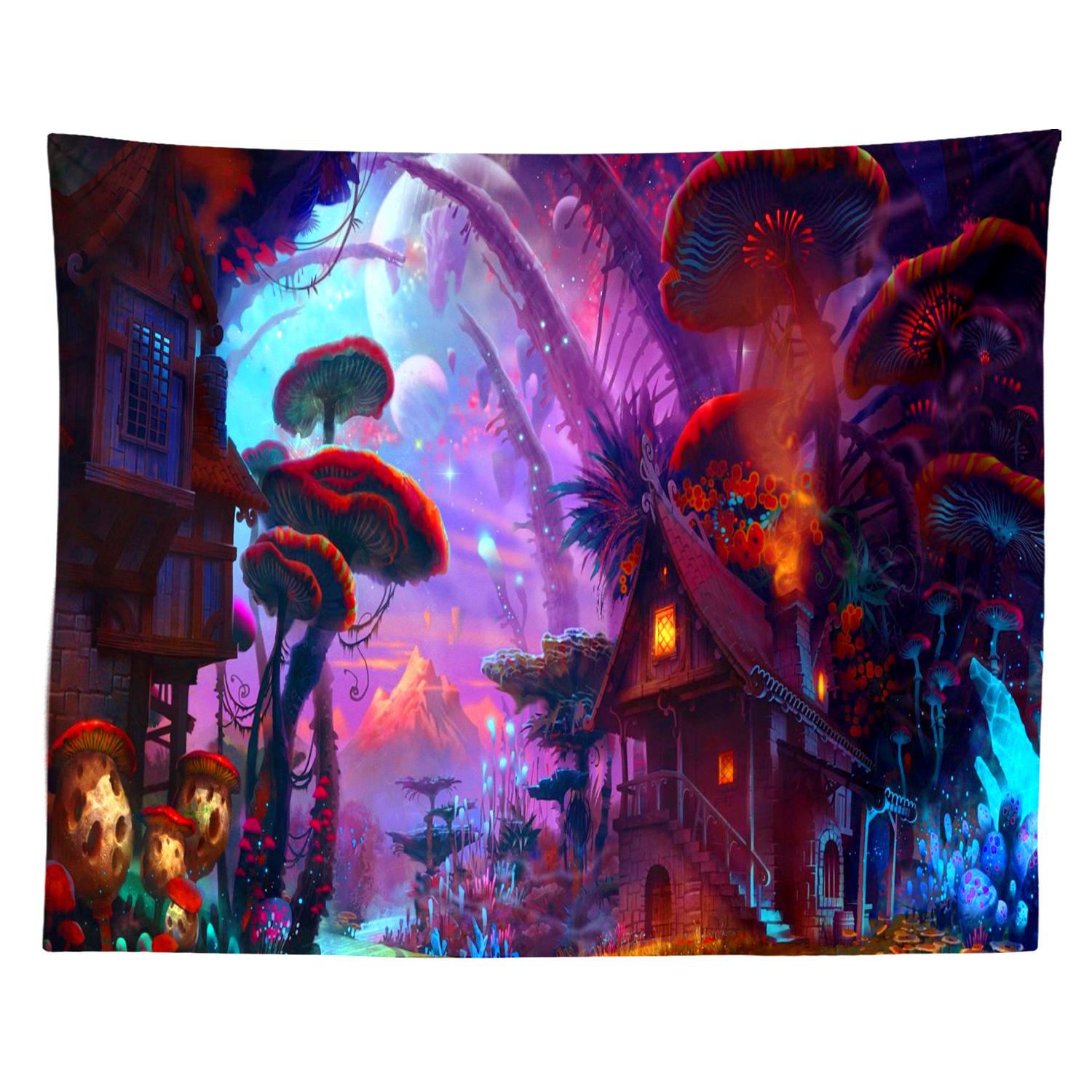 Psychedelic Mushroom Tapestry Fantasy Plant Wall Tapestry Galaxy Space Tapestry Starry Night Sky Tapestry Wall Hanging for Room: 4