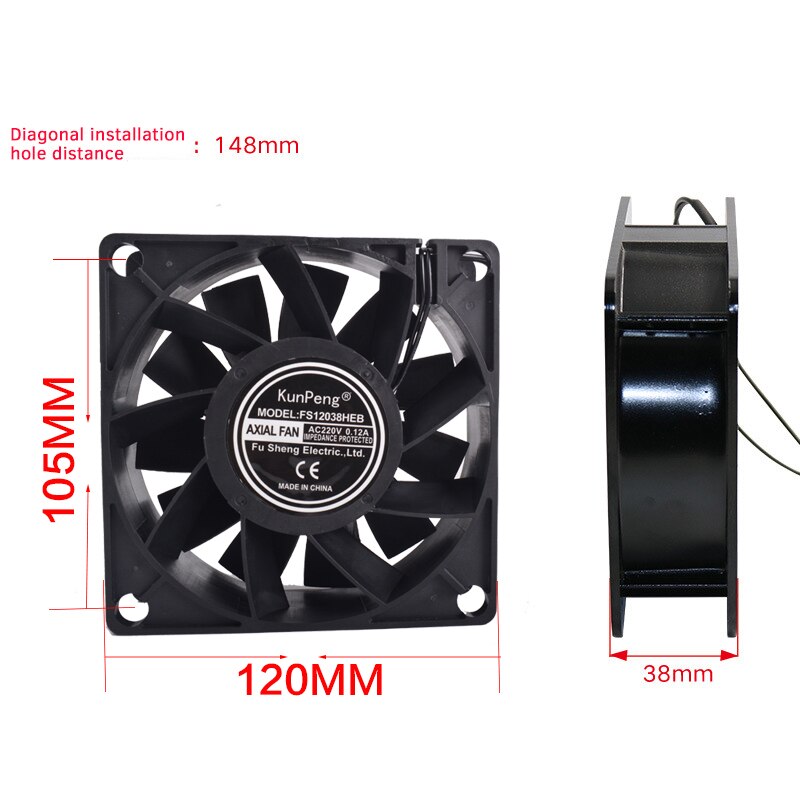 Cooling fan 12038 EC 220V Axial Fans 120 * 120 * 38mm DP200A CFM 85 RPM 2450 ozonizer accessories Soldering tin exhaust fan