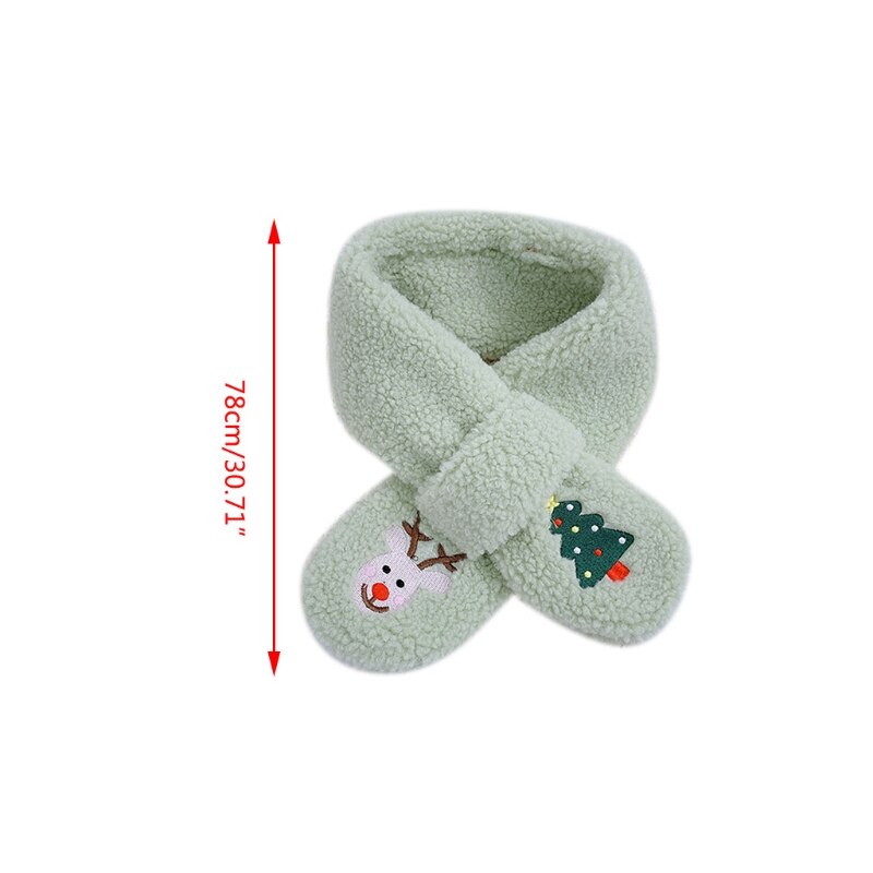 Kinderen kerst kruiskraag sjaal cartoon eland boom borduurwerk pluche nekwarmer  j78e
