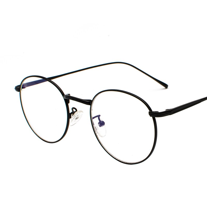 Anti-blå lys briller runde ramme computerglas briller lys blokerer skærmbeskyttelse kvinder mænd læser retro klassisk beskyttelsesbriller: Sort