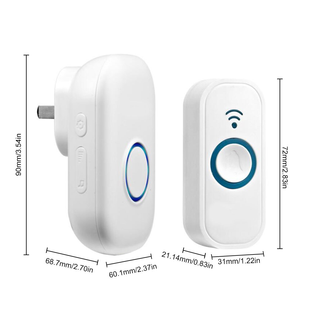 W101 Wireless Doorbell EU/US Plug Home Intelligent Door Bell 4 Levels Volume Adjustable Smart Door Ring 58 Chord Music Doorbell