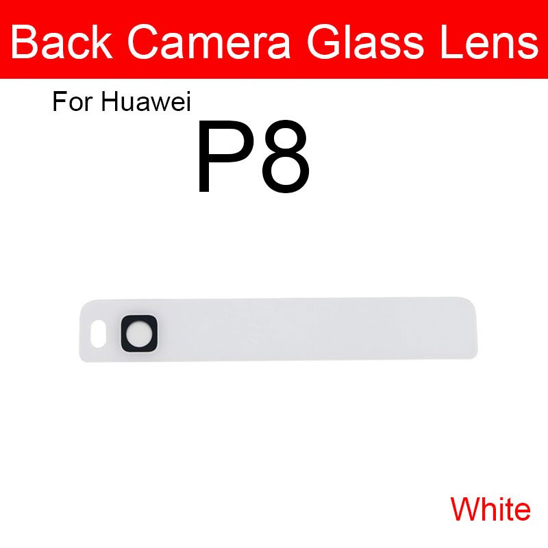 Bagside kamera linse & flash cover til huawei  p8 p9 p10 lite plus bag ydre kamera glas linse + selvklæbende mærkat udskiftning reparation: P8 hvide