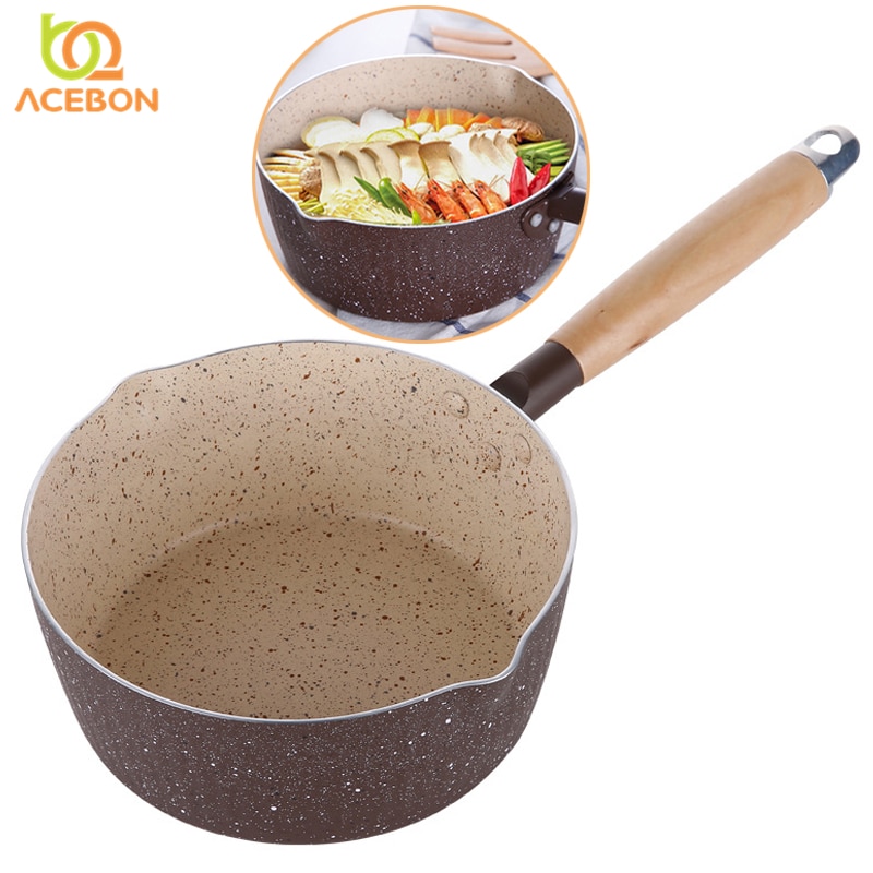 ACEBON 18CM Maifan Stone Noodle Soup Milk Pot Non-stick Cooking Pot Mini Saucepan Stockpot For Gas Stove And Induction Cooker