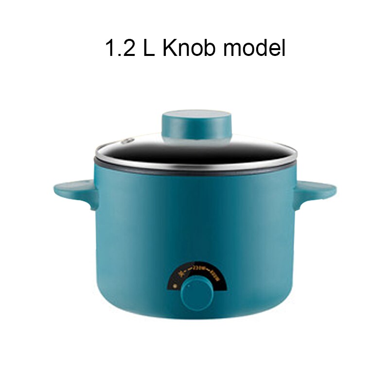 Edtid 220v fogão elétrico multifuncional panela de aquecimento elétrico máquina panela de cozinhar hotpot macarrão ovos sopa mini panela arroz 2l: 1.2L knob model