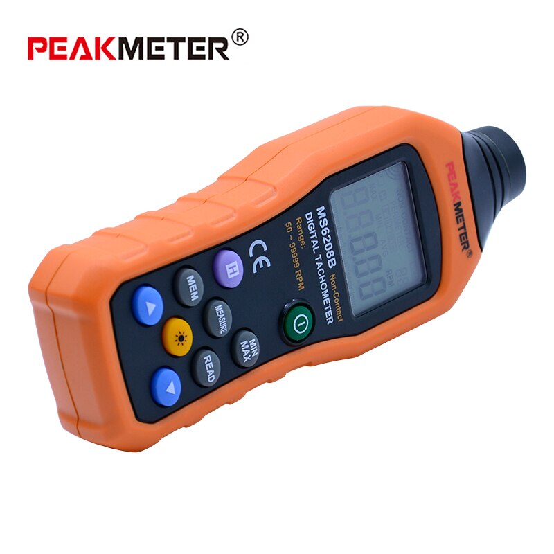 High pressional Non-Contact Digital Tachometer rpm Speed Meter with back light and automatic shutdown PEAKMETER MS6208B