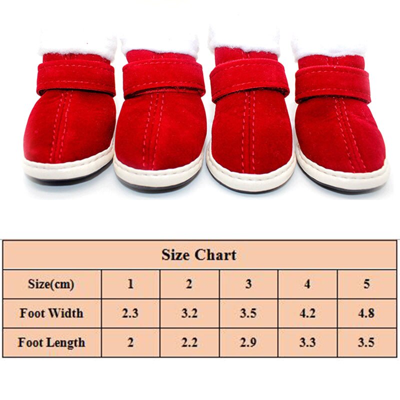 Winterschoenen voor honden, waterdicht, antislip, regenlaarzen, sneeuwlaarzen, schoenen voor katten en honden, kerstschoenen, warme fluwelen rode schoenen