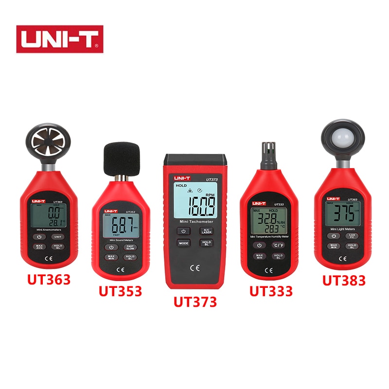 UNI-T Mini Toerenteller UT373 UT333 UT353 UT363 UT383 Temperatuur-vochtigheidsmeter + Noise Meter + Anemometer + Lux Meter Beschikbaar