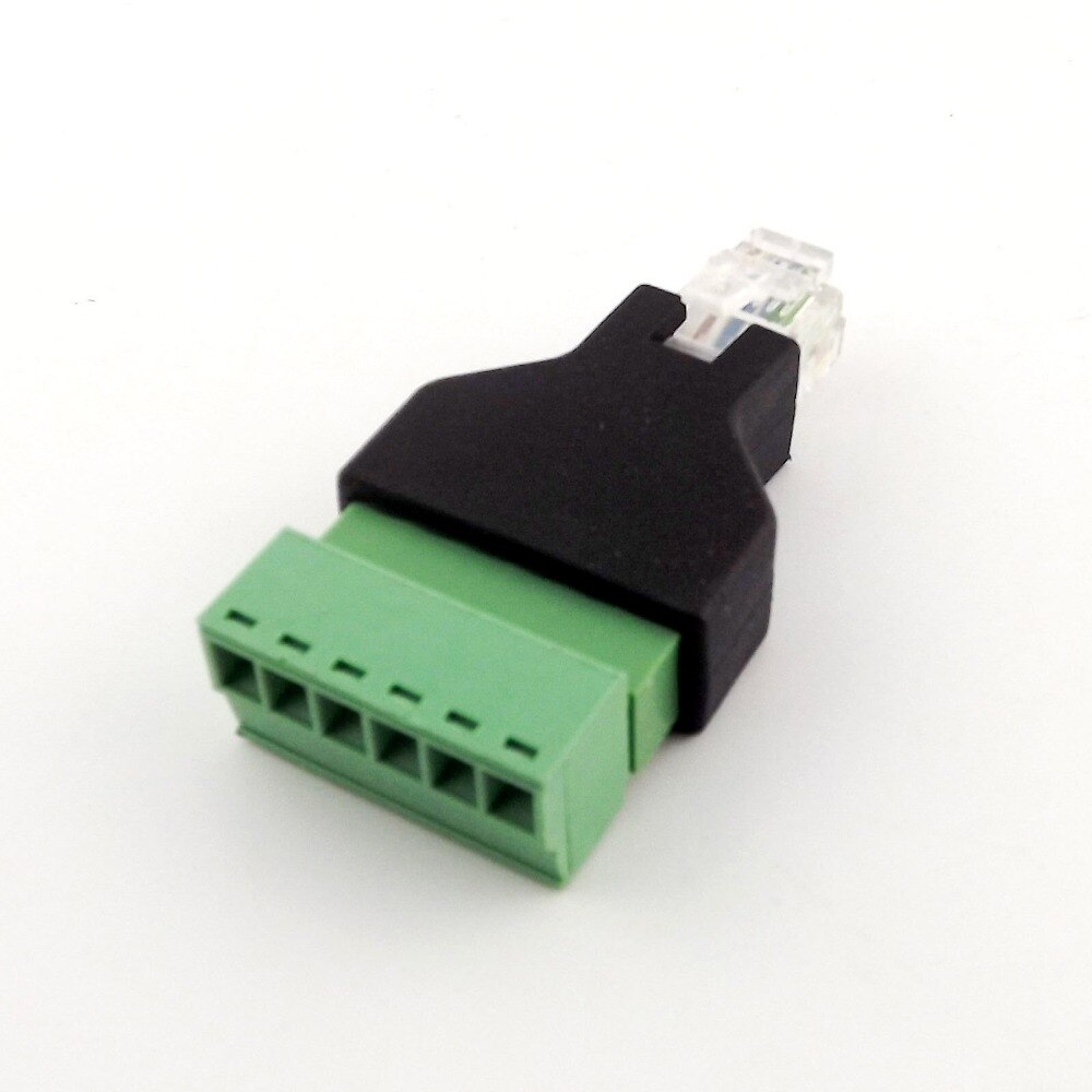 1x Ethernet 6P6C RJ12 Male Plug Modular 6Pin Screw Terminal Connector Adapter Phone Line Adapter