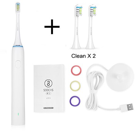 Xiaomi SOOCAS X1 Sonic Electric Toothbrush Waterproof Rechargeable Ultrasonic Tooth Brush Adult Automatic Ultrasonic Toothbrush: With 2pc heads
