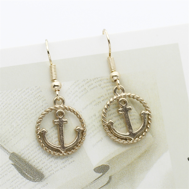 Pendientes colgantes de ancla Retro para mujer, aretes de gota de aceite de aleación, lindos objetos pequeños, joyería de personalidad, para damas