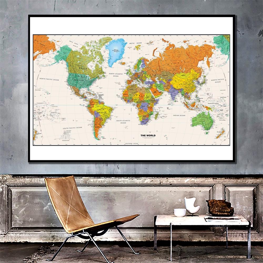 60x120cm HD World Map Newest World Projection Map For Wall Decor And Education