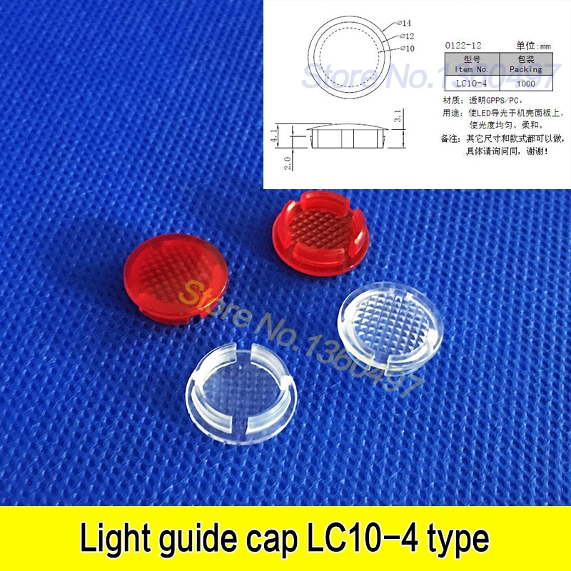 10 stk.  lc10-4 spænde type lyshætte 10 mml gennemsigtig indikator beskyttelsesdæksel rundt hovedskærm