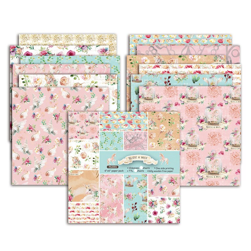 KLJUYP 12 Vellen Kerst Scrapbooking Pads Papier Origami Art Achtergrond Papier Card Making DIY Plakboek Craft