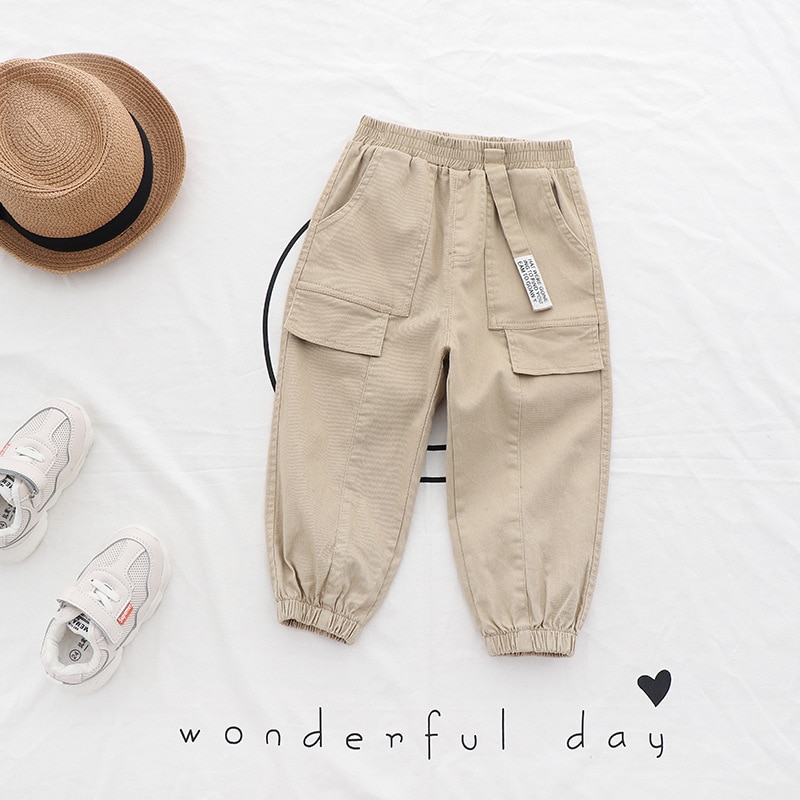 baby boy korean pants girl big pocket casual clothes boys pants CHD20183