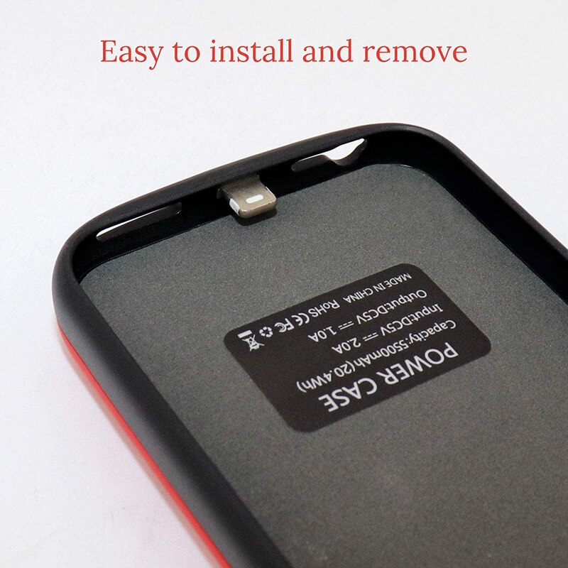 Funda de batería de 4000mAh para Iphone 5, 5S, SE, 5C, externa, recargable, negra