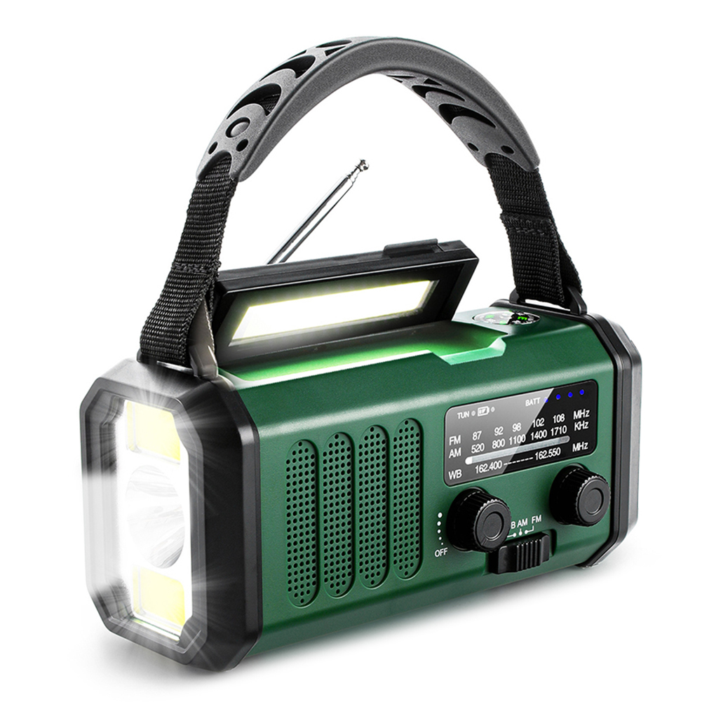 10000mAh Emergency Solar Power Radio Hand Crank Dynamo Wind Up Phone Charger Bank SOS AM/FM/NOAA Pocket Flashlight Radio: Blue